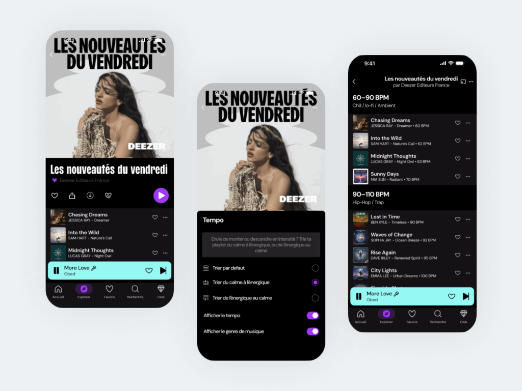 Deezer – Organiser ses playlists par intensité musicale